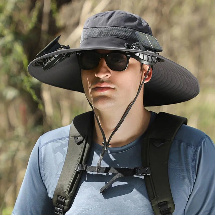 Para campismo ao ar livre pesca caminhadas protetor solar chapéu de pescador ventilador solar boné de carregamento solar portátil com ventilador adequado