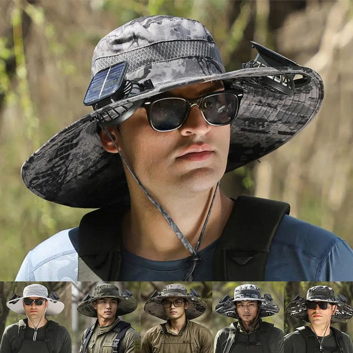 Para campismo ao ar livre pesca caminhadas protetor solar chapéu de pescador ventilador solar boné de carregamento solar portátil com ventilador adequado